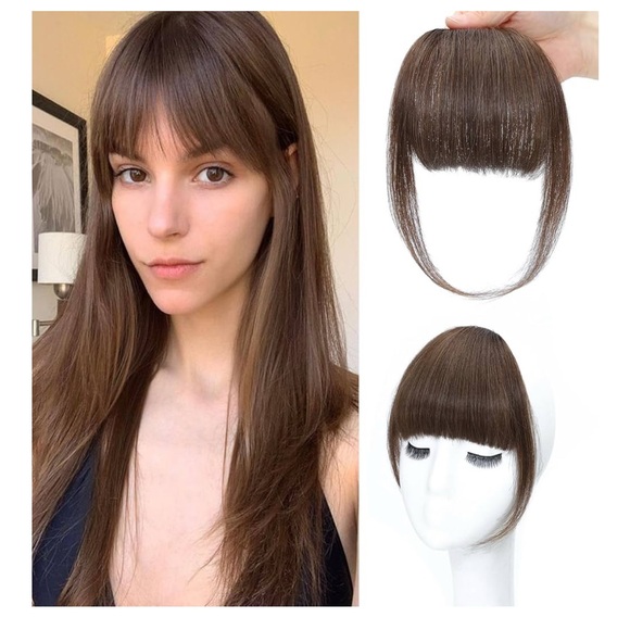 Natural Brown Clip-In Bangs-human Hair - Picture 1 of 2